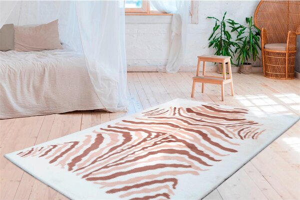 PREPROGA Z VISOKIM FLOROM Rabbit Animal Elfenbein/Taupe 120/160 cm taftano krem barve, rjavosiva