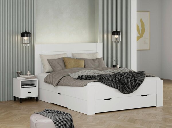 POSTELJA 160 cm x 200 cm , leseni material bela