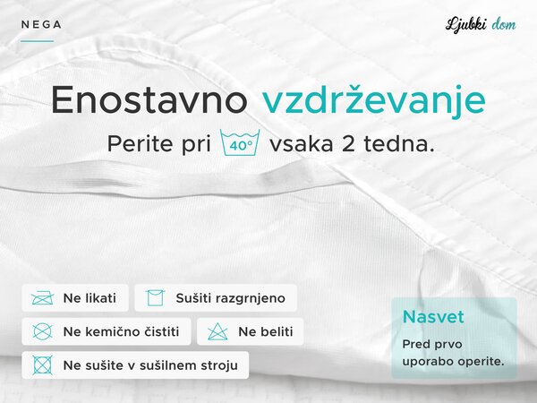 Nepropustna zaščita vzmetnice PREŠITA 80 x 200 cm