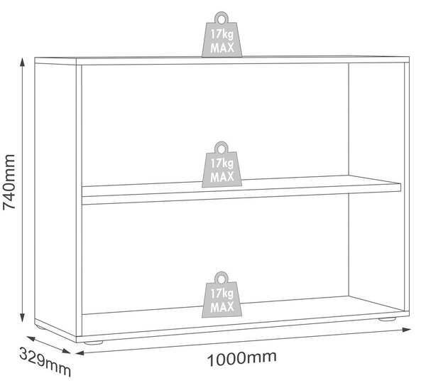 PISARNIŠKI REGAL 100/74/33 cm bela, medeni hrast