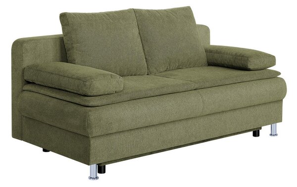 ZOFA S POSTELJNO FUNKCIJO, olivno zelena tekstil, leseni material