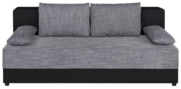 ZOFA S POSTELJNO FUNKCIJO, siva, črna tekstil, leseni material