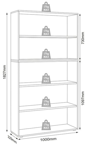 PISARNIŠKI REGAL 100/183/33 cm antracit, medeni hrast