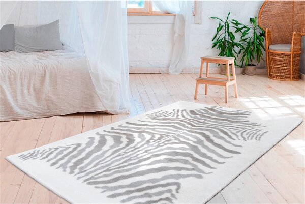 PREPROGA Z VISOKIM FLOROM Rabbit Animal Grau / Weiß 120/160 cm taftano siva, bela