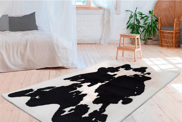 PREPROGA Z VISOKIM FLOROM Rabbit Animal Schwarz / Weiß 120/160 cm taftano črna, bela