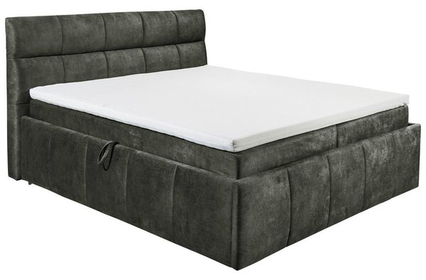 POSTELJA Z VZMETNICO 180 cm x 200 cm , tekstil temno zelena