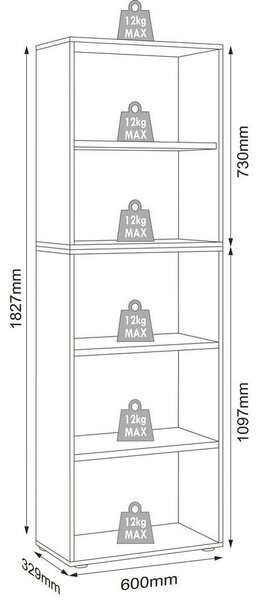 PISARNIŠKI REGAL 60/183/33 cm antracit, medeni hrast