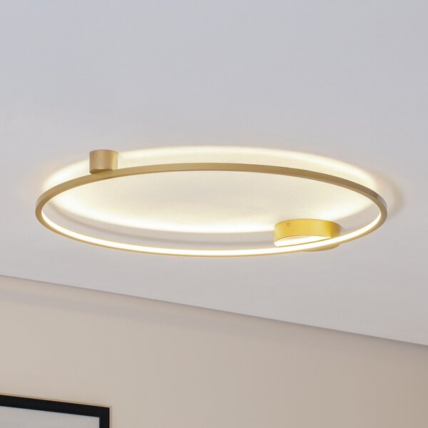 Milagro Lighting LED stropna svetilka Saturno, zlata, Ø 80 cm, kovina, 4.000 K, Zlata / medeninasta, Dnevna soba / jedilnica, Aluminij, Sodobni