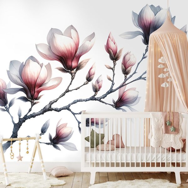 Fototapeta nežne magnolije na belem ozadju