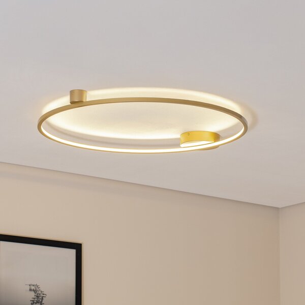 Milagro Lighting LED stropna svetilka Saturno, zlata, Ø 80 cm, kovina, 4.000 K, Zlata / medeninasta, Dnevna soba / jedilnica, Aluminij, Sodobni