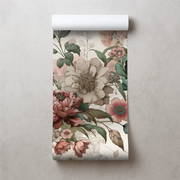 Tapeta vintage pastelne rože
