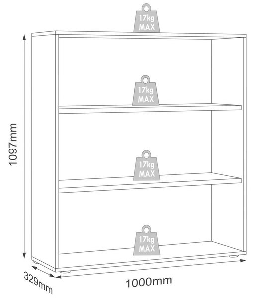 PISARNIŠKI REGAL 100/110/33 cm bela, medeni hrast