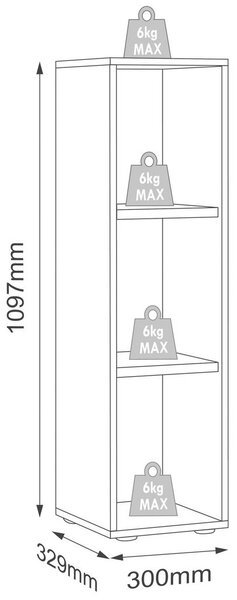PISARNIŠKI REGAL 30/110/33 cm bela, medeni hrast
