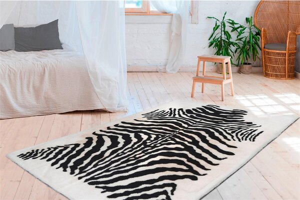 PREPROGA Z VISOKIM FLOROM Rabbit Animal Schwarz/Weiß 120/160 cm taftano črna, bela