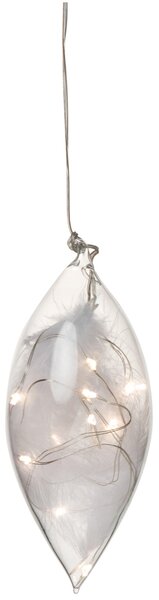 LED stekleni okras s perjem, majhen (14 cm)