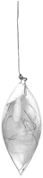 LED stekleni okras s perjem, majhen (14 cm)