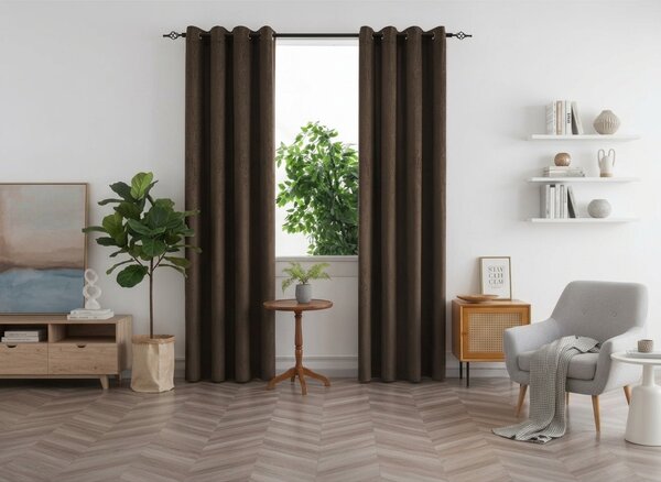Zatemnitvena zavesa DUNES VELVET 140x250 cm, rjava Za obesiti: Kovinski obročki