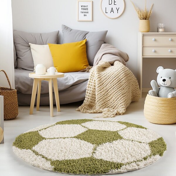 Zelena/kremno bela otroška preproga ø 100 cm Fun – Ayyildiz Carpets