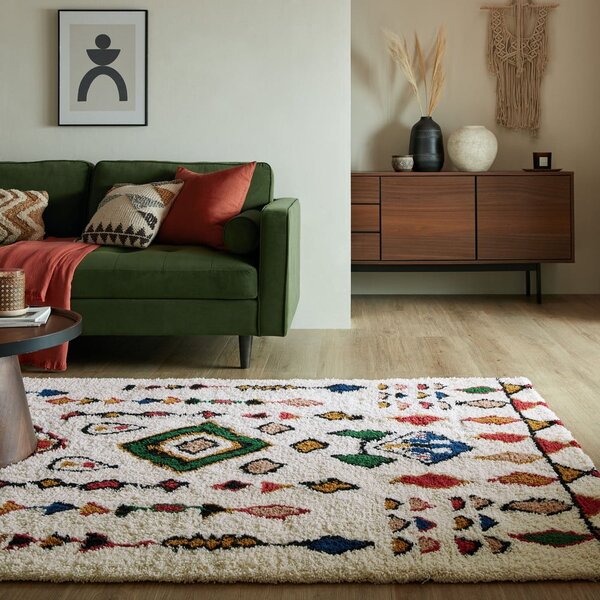 Kremno bela ročno tkana volnena preproga 160x230 cm Moroccan Fes – Flair Rugs