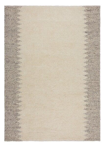 Kremno bela ročno tkana preproga iz mešanice volne 80x150 cm Minerals Border – Flair Rugs