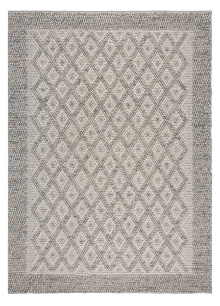 Siva ročno tkana preproga iz mešanice volne 80x150 cm Minerals Diamond – Flair Rugs