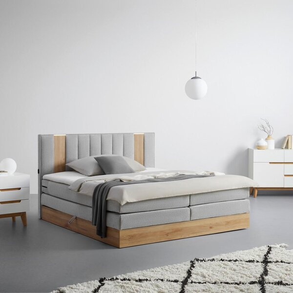 Mömax Postelja Boxspring Rabina, Svetlo Siva, 180x200