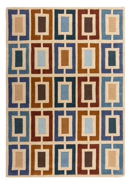 Modra/oranžna ročno tkana volnena preproga 120x170 cm Retro Blocks – Flair Rugs