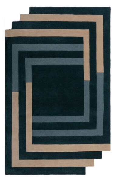 Temno zelena ročno tkana volnena preproga 120x180 cm Labyrinth Shaped – Flair Rugs