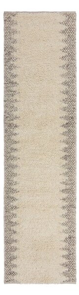 Kremno bel ročno tkan tekač iz mešanice volne 60x230 cm Minerals Border – Flair Rugs