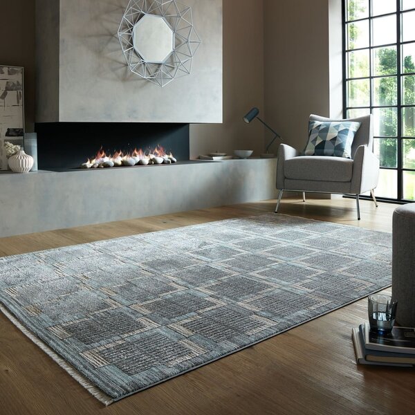 Siva/bež preproga 80x155 cm Evelyn Blocks – Flair Rugs