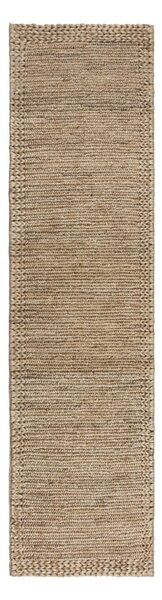 Ročno tkan tekač iz konopljastega osleza v naravni barvi 60x230 cm Drew Border – Flair Rugs