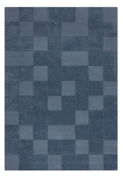 Temno modra ročno tkana volnena preproga 120x170 cm Checkerboard – Flair Rugs