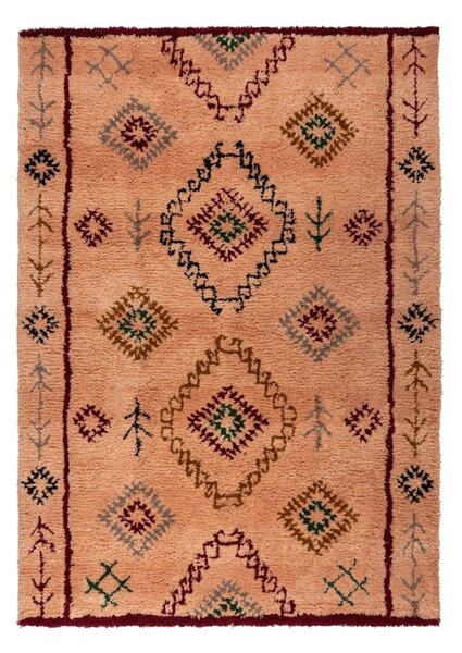 Rožnato-oranžna ročno tkana volnena preproga 200x290 cm Moroccan Sahara – Flair Rugs