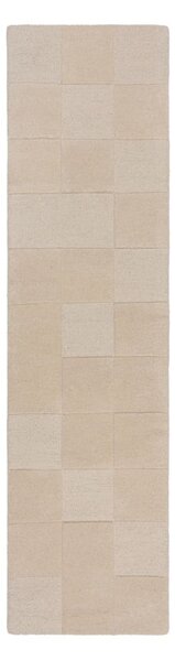 Bež ročno tkan volnen tekač 60x230 cm Checkerboard – Flair Rugs