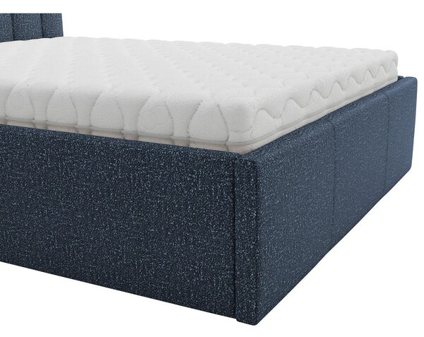 OBLAZINJENA POSTELJA 140 cm x 200 cm , tekstil temno modra