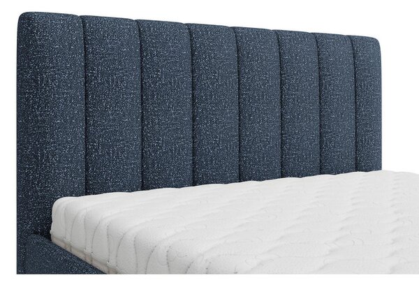 OBLAZINJENA POSTELJA 140 cm x 200 cm , tekstil temno modra