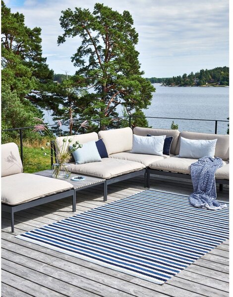 Moder/kremno bel zunanji in notranji tekač 85x200 cm Teo Denim – Pappelina