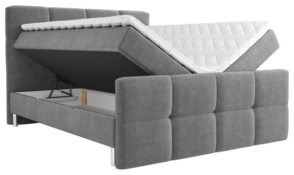 POSTELJA Z VZMETNICO 180 cm x 200 cm , tekstil siva