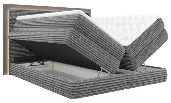 BOXSPRING POSTELJA 180 cm x 200 cm , tekstil siva