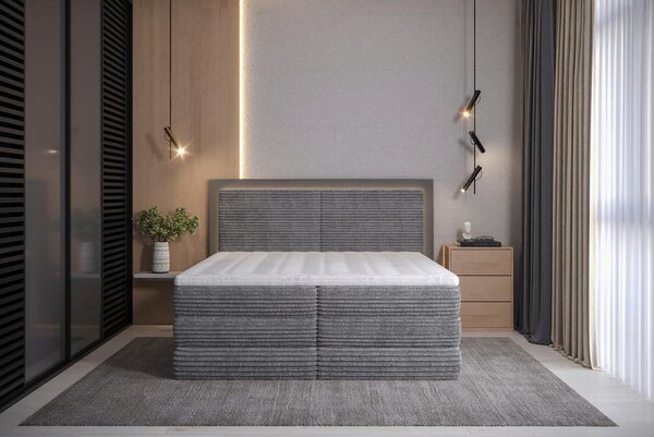 BOXSPRING POSTELJA 180 cm x 200 cm , tekstil siva