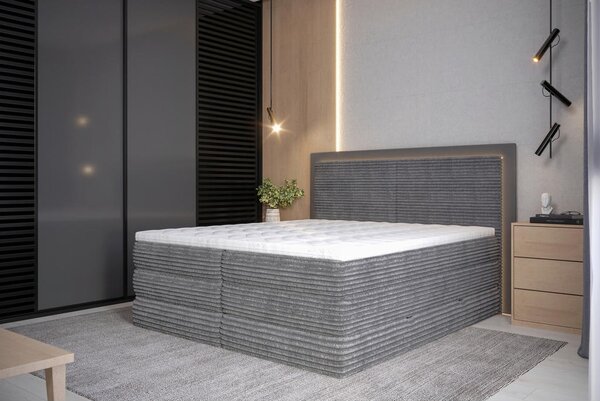BOXSPRING POSTELJA 180 cm x 200 cm , tekstil siva