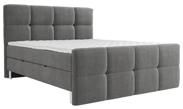 POSTELJA Z VZMETNICO 180 cm x 200 cm , tekstil siva