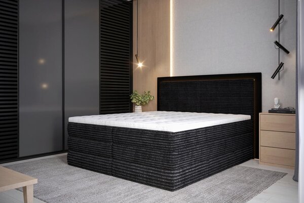BOXSPRING POSTELJA 180 cm x 200 cm , tekstil črna