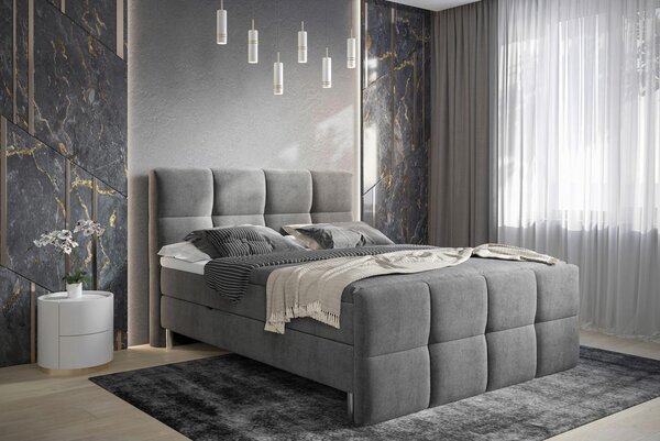 POSTELJA Z VZMETNICO 180 cm x 200 cm , tekstil siva