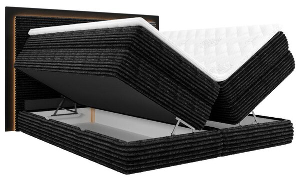 BOXSPRING POSTELJA 180 cm x 200 cm , tekstil črna