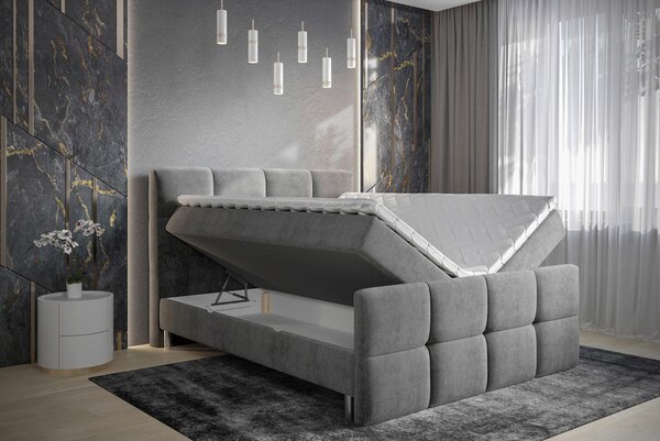 POSTELJA Z VZMETNICO 180 cm x 200 cm , tekstil siva