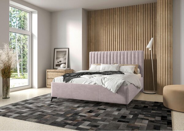 OBLAZINJENA POSTELJA 180 cm x 200 cm , tekstil starinsko roza