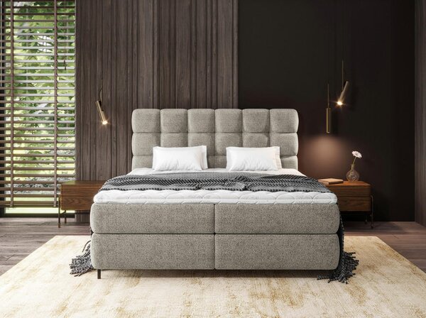BOXSPRING POSTELJA 140 cm x 200 cm , tekstil rjavosiva