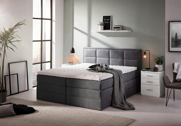 BOXSPRING POSTELJA 160 cm x 200 cm , tekstil antracit