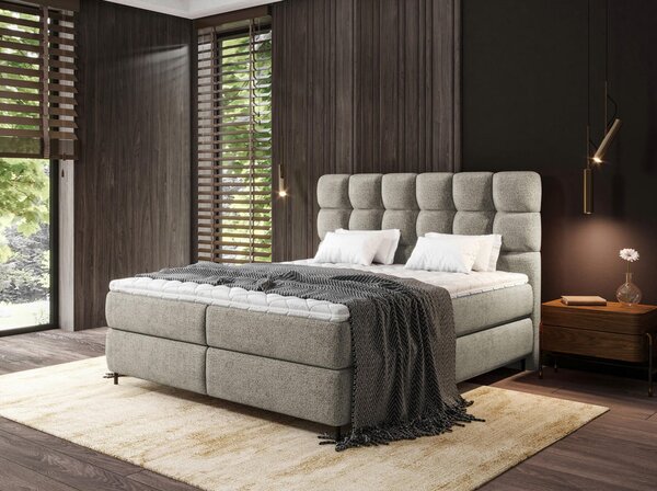 BOXSPRING POSTELJA 140 cm x 200 cm , tekstil rjavosiva